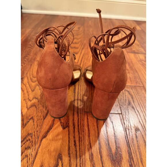 Vince Camuto Wendell Womens 7.5 Brown Tan Suede Shoes Lace Up Gladiator Sandals - Picture 10 of 16